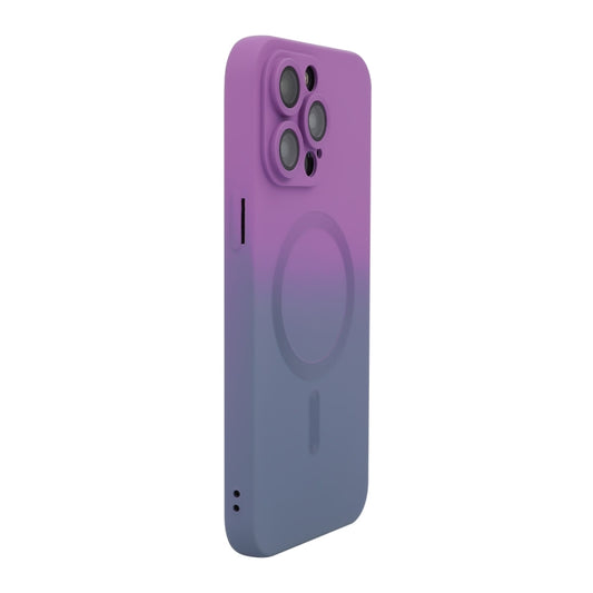 For iPhone 16 Pro Max ENKAY Hat-Prince MagSafe Rainbow Gradient Silicone Phone Case with Lens Film(Purple Blue) by ENKAY