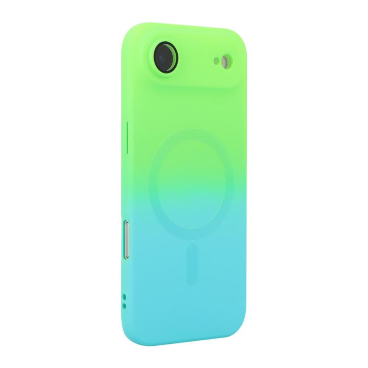 For iPhone Air ENKAY Hat-Prince MagSafe Rainbow Gradient Silicone Phone Case with Lens Film(Green Blue) - iPhone Air Cases by ENKAY | Online Shopping UK | buy2fix