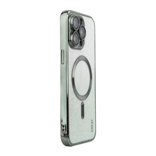 For iPhone 13 Pro Max ENKAY Hat-Prince Magnetic Glitter Plated Shockproof Phone Case with Lens Film(Green) - iPhone 13 Pro Max Cases by ENKAY | Online Shopping UK | buy2fix