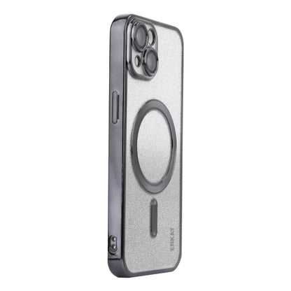 For iPhone 14 Plus ENKAY Hat-Prince Magnetic Glitter Plated Shockproof Phone Case with Lens Film(Black) - iPhone 14 Plus Cases by ENKAY | Online Shopping UK | buy2fix