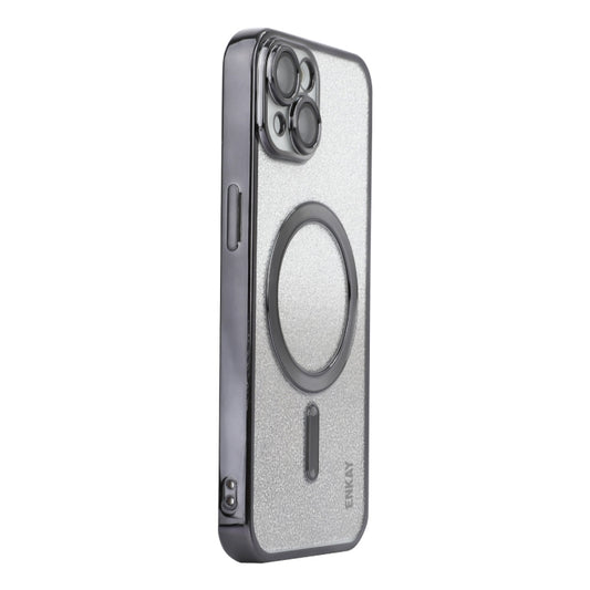 For iPhone 14 Plus ENKAY Hat-Prince Magnetic Glitter Plated Shockproof Phone Case with Lens Film(Black) - iPhone 14 Plus Cases by ENKAY | Online Shopping UK | buy2fix