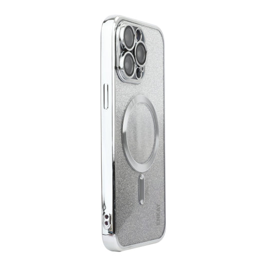 For iPhone 15 Pro Max ENKAY Hat-Prince Magnetic Glitter Plated Shockproof Phone Case with Lens Film(Silver) by ENKAY