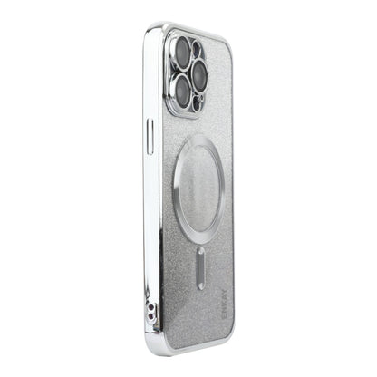 For iPhone 15 Pro ENKAY Hat-Prince Magnetic Glitter Plated Shockproof Phone Case with Lens Film(Silver) - iPhone 15 Pro Cases by ENKAY | Online Shopping UK | buy2fix