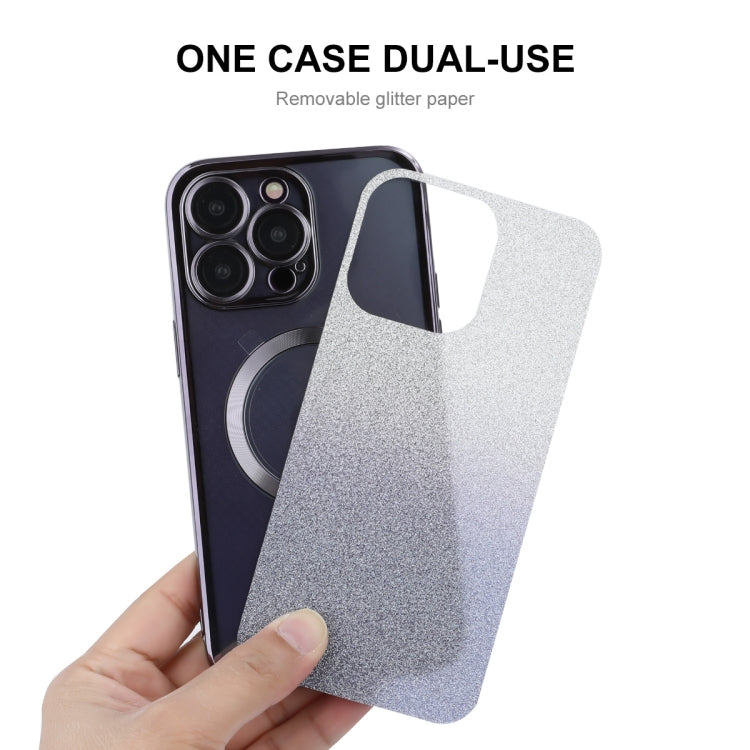 For iPhone 15 Pro ENKAY Hat-Prince Magnetic Glitter Plated Shockproof Phone Case with Lens Film(Silver) - iPhone 15 Pro Cases by ENKAY | Online Shopping UK | buy2fix