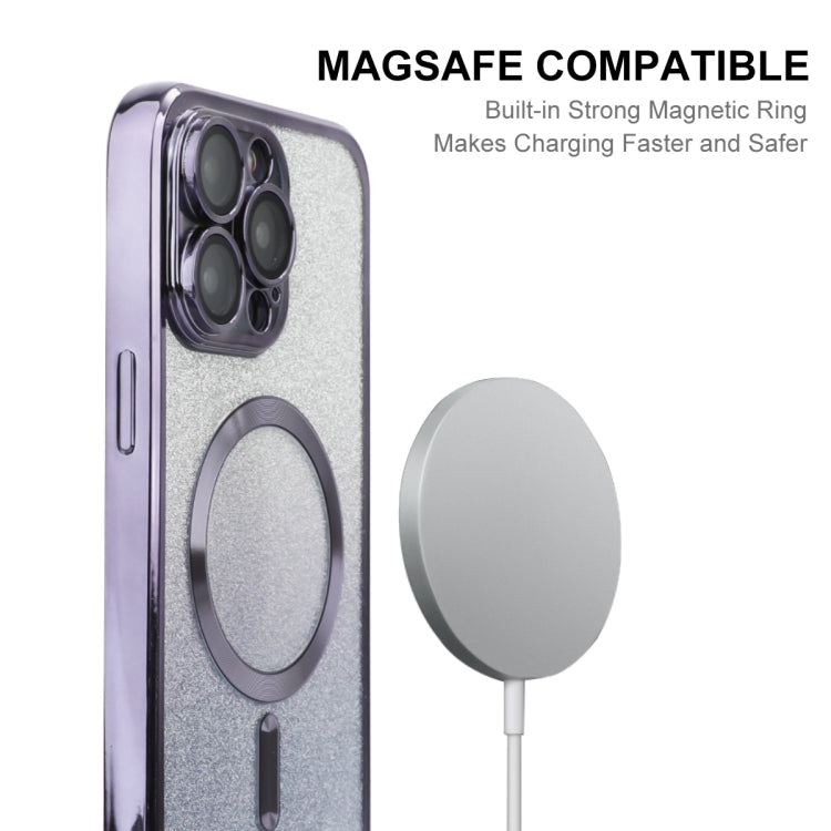 For iPhone 15 Pro ENKAY Hat-Prince Magnetic Glitter Plated Shockproof Phone Case with Lens Film(Silver) - iPhone 15 Pro Cases by ENKAY | Online Shopping UK | buy2fix