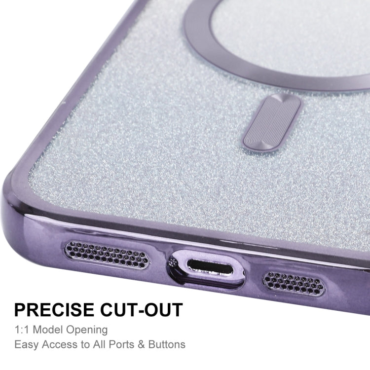 For iPhone 15 Pro ENKAY Hat-Prince Magnetic Glitter Plated Shockproof Phone Case with Lens Film(Silver) - iPhone 15 Pro Cases by ENKAY | Online Shopping UK | buy2fix