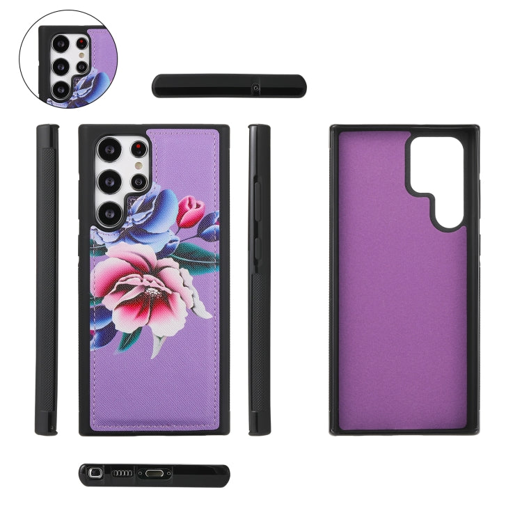 For Samsung Galaxy S22 5G Flower Multi-functional Crossbody Zipper Wallet Leather Phone Case(Purple) - Galaxy S22 5G Cases by buy2fix | Online Shopping UK | buy2fix