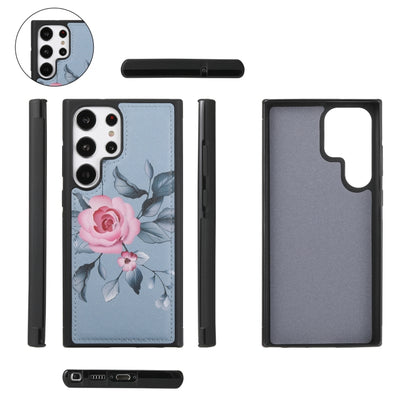 For Samsung Galaxy S23 5G Flower Multi-functional Crossbody Zipper Wallet Leather Phone Case(Blue) - Galaxy S23 5G Cases by buy2fix | Online Shopping UK | buy2fix