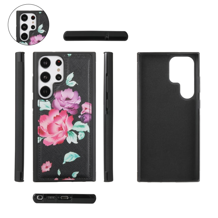 For Samsung Galaxy S23+ 5G Flower Multi-functional Crossbody Zipper Wallet Leather Phone Case(Black) - Galaxy S23+ 5G Cases by buy2fix | Online Shopping UK | buy2fix