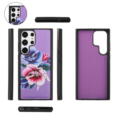 For Samsung Galaxy S23+ 5G Flower Multi-functional Crossbody Zipper Wallet Leather Phone Case(Purple) - Galaxy S23+ 5G Cases by buy2fix | Online Shopping UK | buy2fix