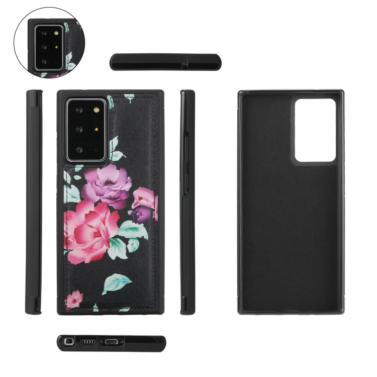 For Samsung Galaxy Note20 Flower Multi-functional Crossbody Zipper Wallet Leather Phone Case(Black) - Galaxy Note20 Cases by buy2fix | Online Shopping UK | buy2fix