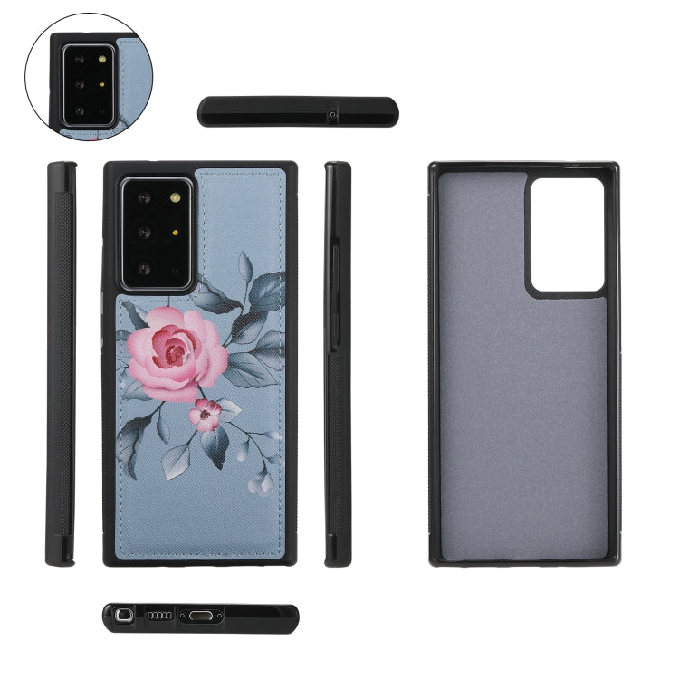 For Samsung Galaxy Note20 Ultra Flower Multi-functional Crossbody Zipper Wallet Leather Phone Case(Blue) - Galaxy Note20 Ultra Cases by buy2fix | Online Shopping UK | buy2fix