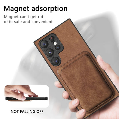 For Samsung Galaxy S22 Ultra 5G Retro Leather Card Bag Magnetic Phone Case(Brown) by buy2fix