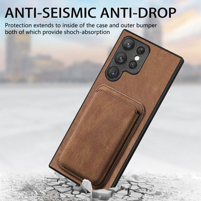 For Samsung Galaxy S22 Ultra 5G Retro Leather Card Bag Magnetic Phone Case(Brown) by buy2fix