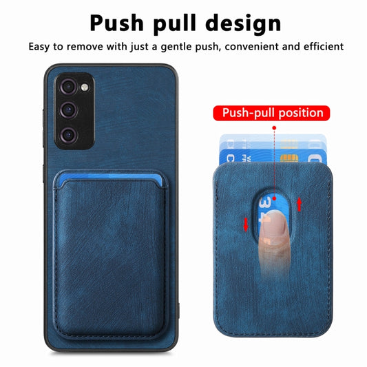 For Samsung Galaxy S20 FE Retro Leather Card Bag Magnetic Phone Case(Blue) by buy2fix