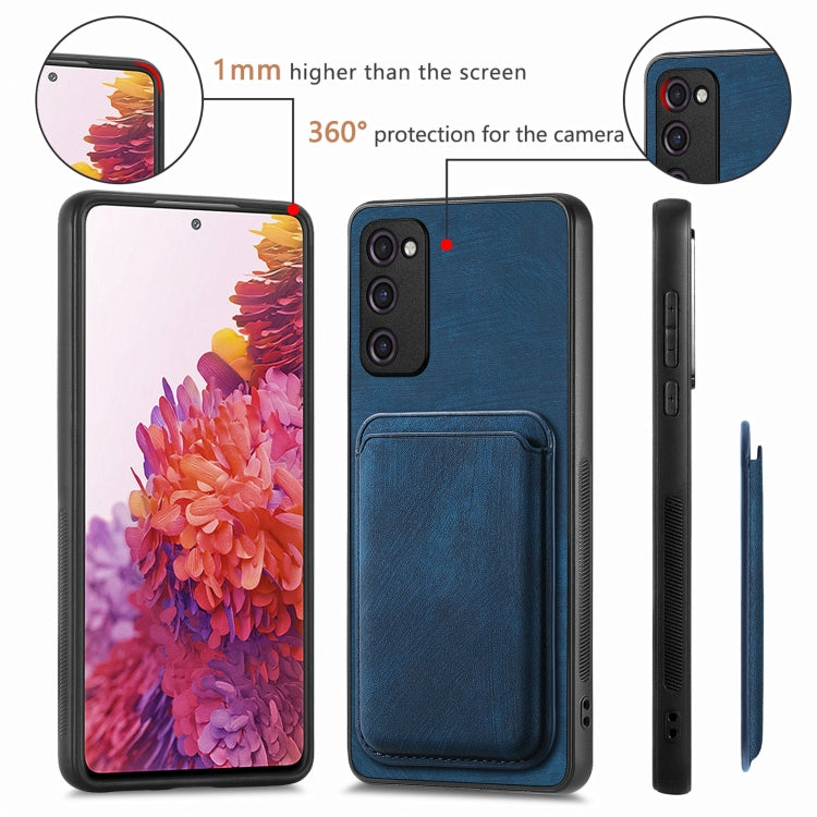 For Samsung Galaxy S20 FE Retro Leather Card Bag Magnetic Phone Case(Blue) by buy2fix