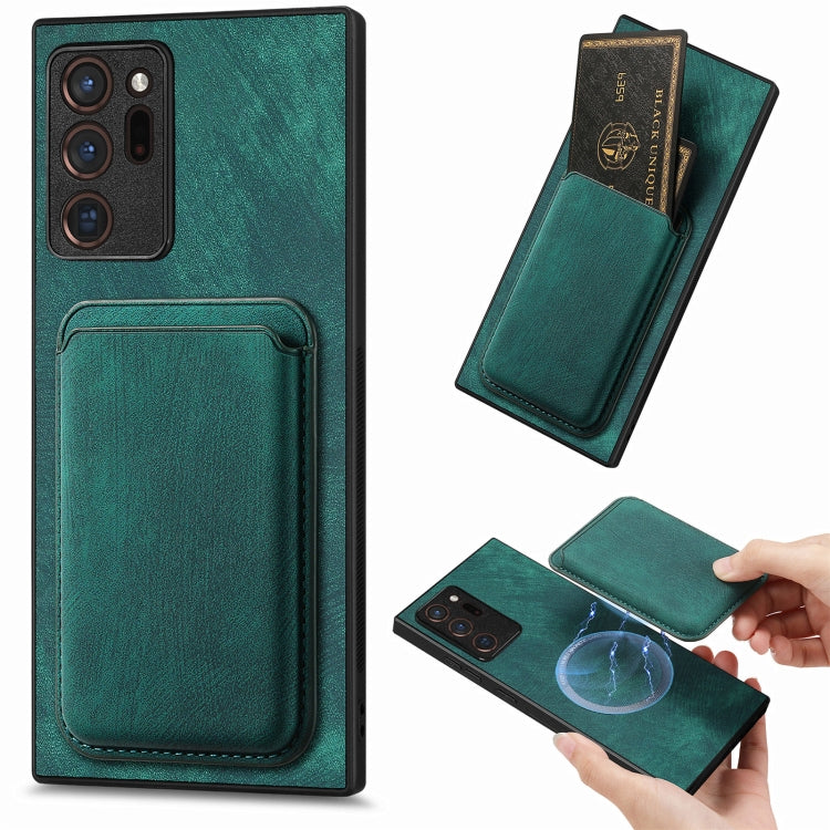 For Samsung Galaxy Note20 Ultra Retro Leather Card Bag Magnetic Phone Case(Green) by buy2fix