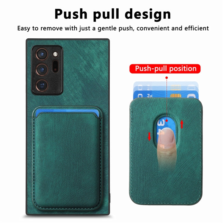 For Samsung Galaxy Note20 Ultra Retro Leather Card Bag Magnetic Phone Case(Green) by buy2fix