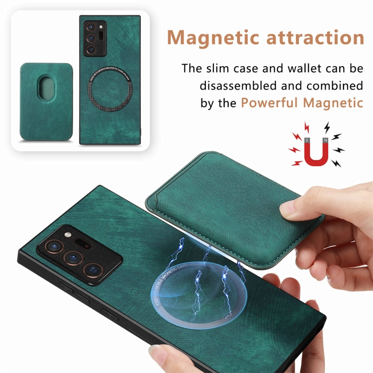 For Samsung Galaxy Note20 Ultra Retro Leather Card Bag Magnetic Phone Case(Green) by buy2fix