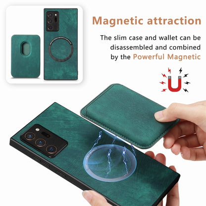 For Samsung Galaxy Note20 Ultra Retro Leather Card Bag Magnetic Phone Case(Green) by buy2fix