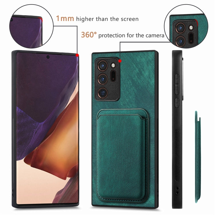 For Samsung Galaxy Note20 Ultra Retro Leather Card Bag Magnetic Phone Case(Green) by buy2fix