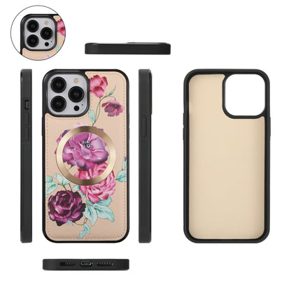 For iPhone 13 Pro Flower Multi-functional Crossbody Zipper Wallet MagSafe Leather Phone Case(Yellow) - iPhone 13 Pro Cases by buy2fix | Online Shopping UK | buy2fix