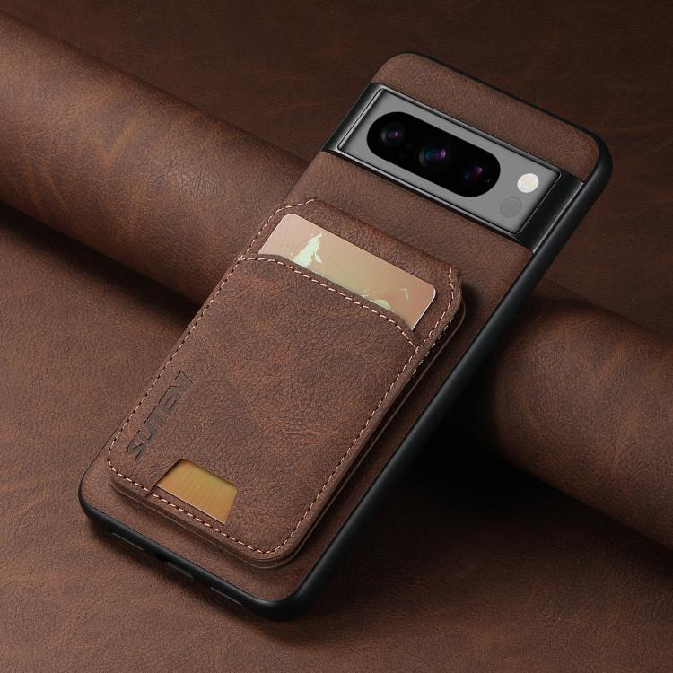 For Google Pixel 10 Pro XL Suteni H02 Litchi Leather Card Wallet Stand Back Phone Case(Brown) - Google Cases by Suteni | Online Shopping UK | buy2fix