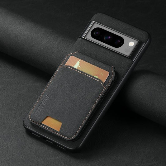 For Google Pixel 10 Pro Suteni H02 Litchi Leather Card Wallet Stand Back Phone Case(Black) - Google Cases by Suteni | Online Shopping UK | buy2fix