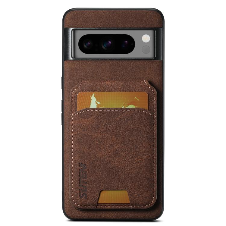 For Google Pixel 10 Pro Suteni H02 Litchi Leather Card Wallet Stand Back Phone Case(Brown) - Google Cases by Suteni | Online Shopping UK | buy2fix