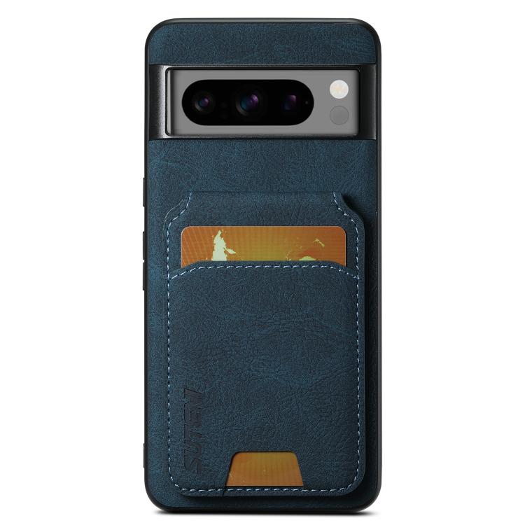 For Google Pixel 10 Pro Suteni H02 Litchi Leather Card Wallet Stand Back Phone Case(Blue) - Google Cases by Suteni | Online Shopping UK | buy2fix