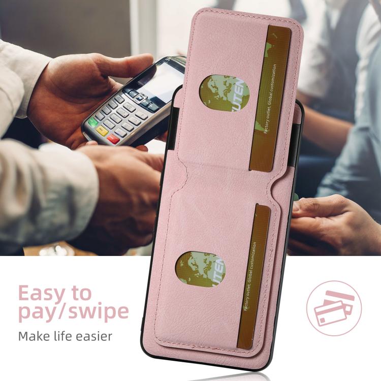For Google Pixel 10 Pro Suteni H02 Litchi Leather Card Wallet Stand Back Phone Case(Pink) - Google Cases by Suteni | Online Shopping UK | buy2fix