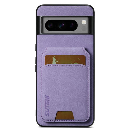 For Google Pixel 10 Pro Suteni H02 Litchi Leather Card Wallet Stand Back Phone Case(Purple) - Google Cases by Suteni | Online Shopping UK | buy2fix