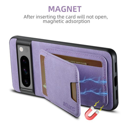 For Google Pixel 10 Pro Suteni H02 Litchi Leather Card Wallet Stand Back Phone Case(Purple) - Google Cases by Suteni | Online Shopping UK | buy2fix