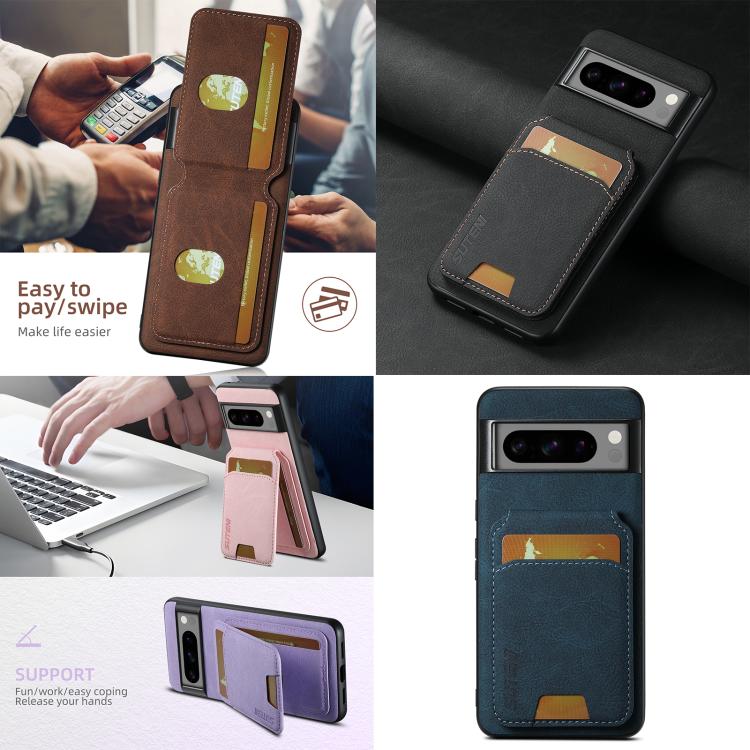 For Google Pixel 10 Pro Suteni H02 Litchi Leather Card Wallet Stand Back Phone Case(Blue) - Google Cases by Suteni | Online Shopping UK | buy2fix