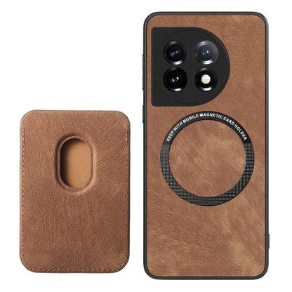 For OnePlus 12 5G Retro Leather Card Bag Magnetic Phone Case(Brown) - OnePlus Cases by buy2fix | Online Shopping UK | buy2fix