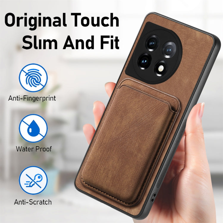 For OnePlus 12 5G Retro Leather Card Bag Magnetic Phone Case(Brown) - OnePlus Cases by buy2fix | Online Shopping UK | buy2fix