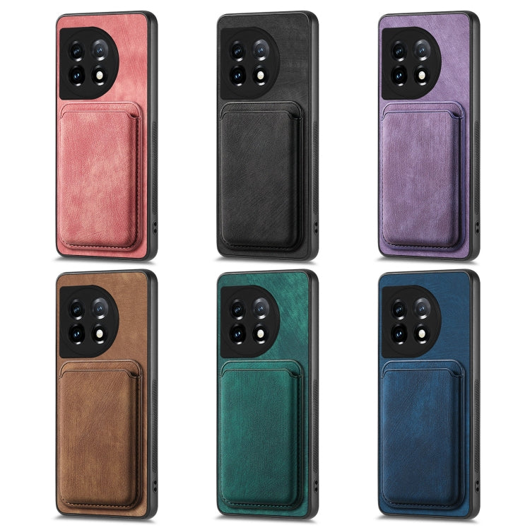 For OnePlus 12 5G Retro Leather Card Bag Magnetic Phone Case(Brown) - OnePlus Cases by buy2fix | Online Shopping UK | buy2fix