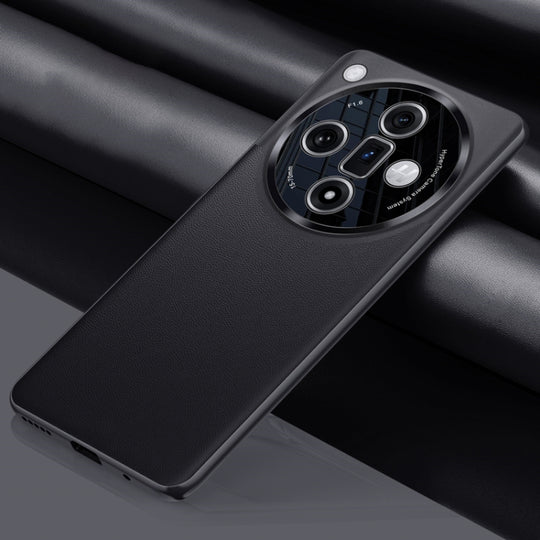For OPPO Find X7 Plain-leather All-inclusive Shockproof Phone Case(Black)