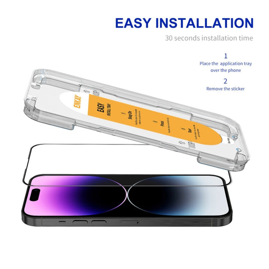 For iPhone 14 Pro Max ENKAY Easy Install High Alumina Silicon Full Glass Film - iPhone 14 Pro Max Tempered Glass by ENKAY | Online Shopping UK | buy2fix