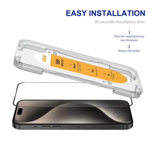 For iPhone 15 Pro Max ENKAY Easy Install High Alumina Silicon Full Glass Film by ENKAY