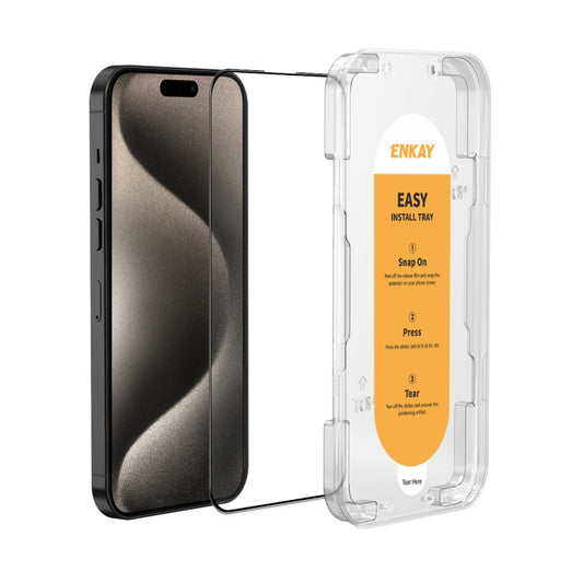 For iPhone 15 Pro Max ENKAY Easy Install High Alumina Silicon Full Glass Film by ENKAY