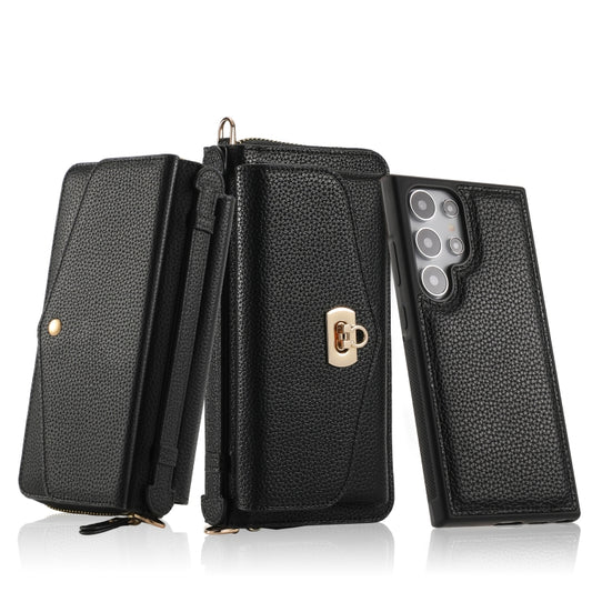 For Samsung Galaxy S24+ 5G Crossbody Multi-functional Zipper Wallet Litchi Leather Phone Case(Black) - Galaxy S24+ 5G Cases by buy2fix | Online Shopping UK | buy2fix