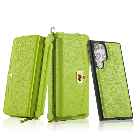 For Samsung Galaxy S24+ 5G Crossbody Multi-functional Zipper Wallet Litchi Leather Phone Case(Green) - Galaxy S24+ 5G Cases by buy2fix | Online Shopping UK | buy2fix