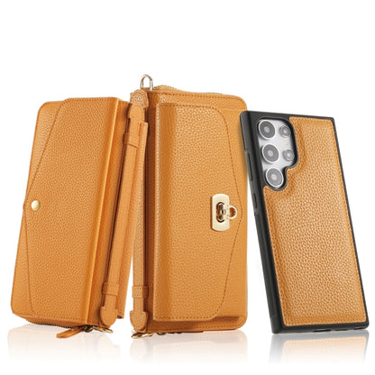 For Samsung Galaxy S24 5G Crossbody Multi-functional Zipper Wallet Litchi Leather Phone Case(Orange) - Galaxy S24 5G Cases by buy2fix | Online Shopping UK | buy2fix