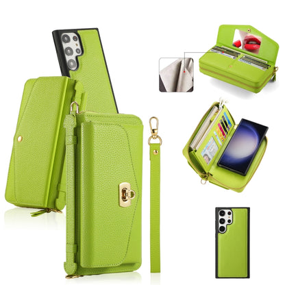 For Samsung Galaxy S23+ 5G Crossbody Multi-functional Zipper Wallet Litchi Leather Phone Case(Green) - Galaxy S23+ 5G Cases by buy2fix | Online Shopping UK | buy2fix
