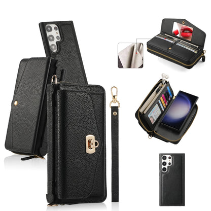 For Samsung Galaxy S23 5G Crossbody Multi-functional Zipper Wallet Litchi Leather Phone Case(Black) - Galaxy S23 5G Cases by buy2fix | Online Shopping UK | buy2fix