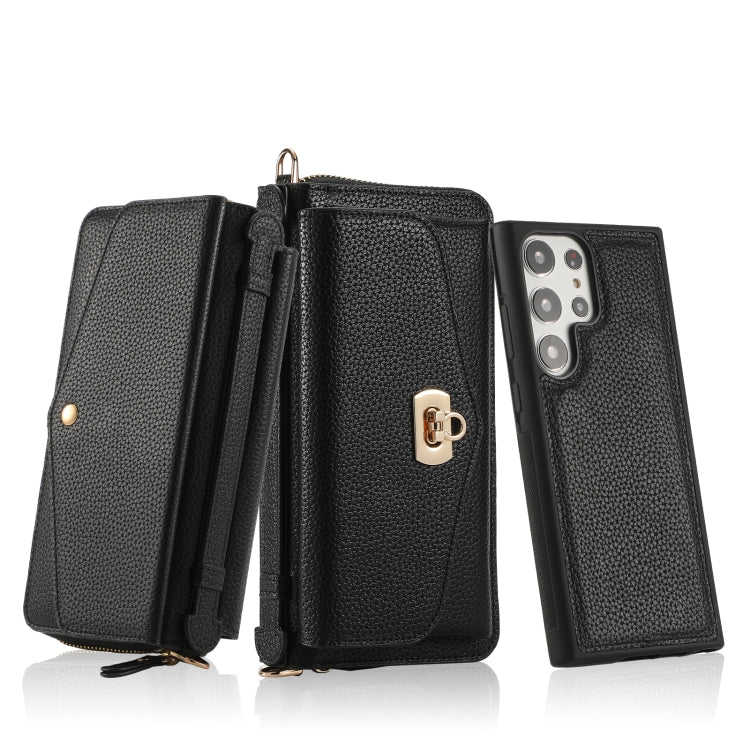 For Samsung Galaxy S23 5G Crossbody Multi-functional Zipper Wallet Litchi Leather Phone Case(Black) - Galaxy S23 5G Cases by buy2fix | Online Shopping UK | buy2fix