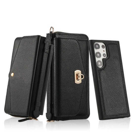 For Samsung Galaxy S23 5G Crossbody Multi-functional Zipper Wallet Litchi Leather Phone Case(Black) - Galaxy S23 5G Cases by buy2fix | Online Shopping UK | buy2fix