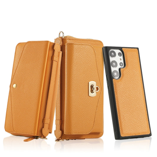 For Samsung Galaxy S23 5G Crossbody Multi-functional Zipper Wallet Litchi Leather Phone Case(Orange) - Galaxy S23 5G Cases by buy2fix | Online Shopping UK | buy2fix