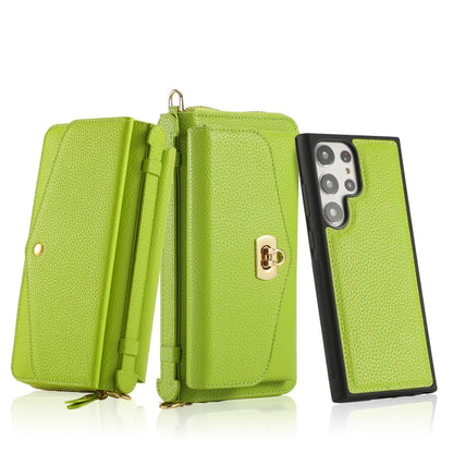 For Samsung Galaxy S23 5G Crossbody Multi-functional Zipper Wallet Litchi Leather Phone Case(Green) - Galaxy S23 5G Cases by buy2fix | Online Shopping UK | buy2fix